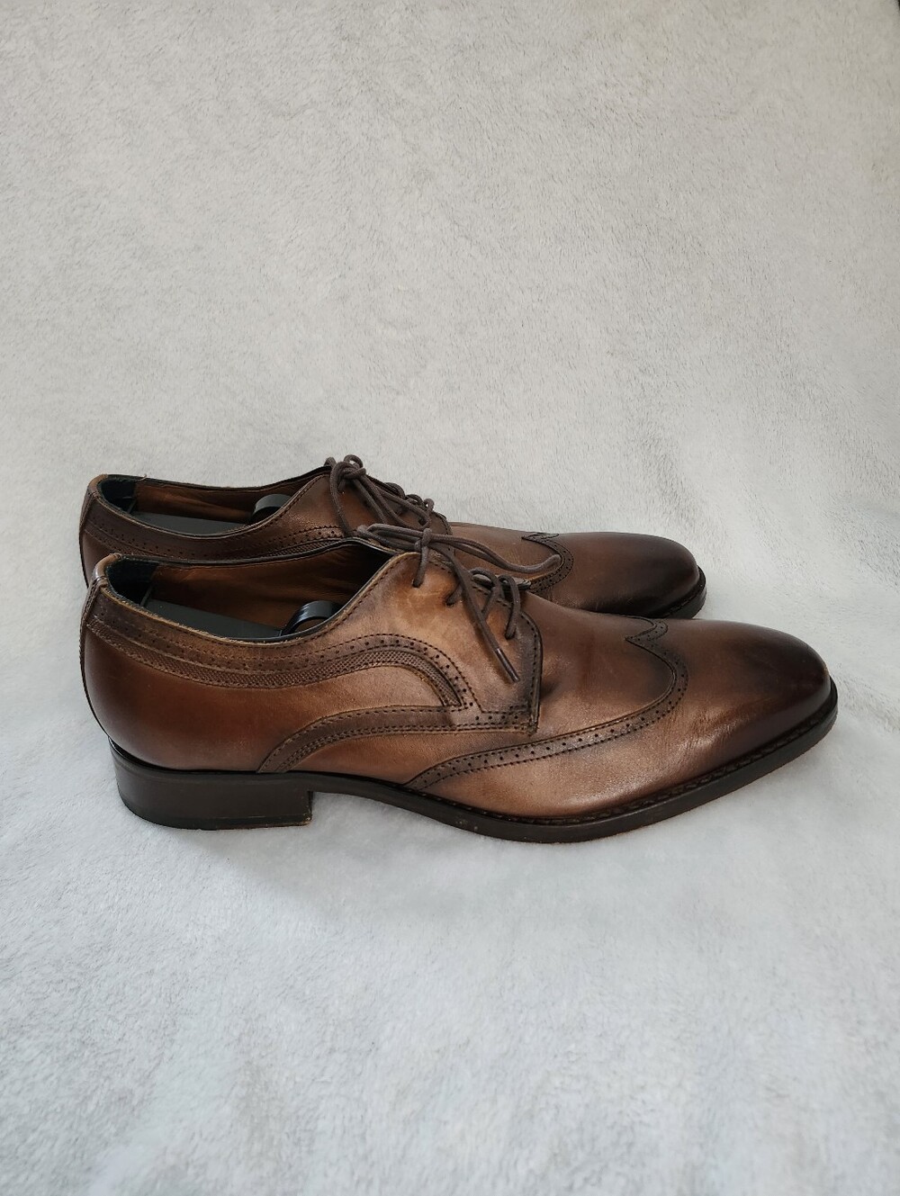 JOHNSTON & MURPHY Men's Size 11 Brown Leather Wingtip Oxford Brogue Dress Shoes